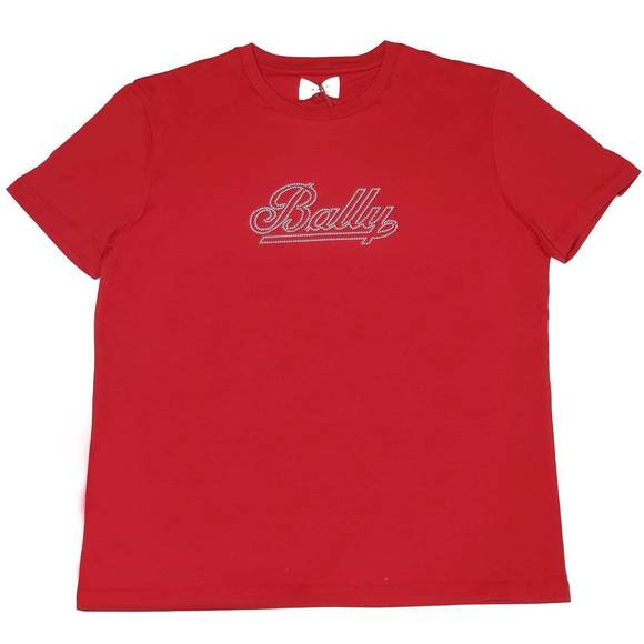 NEW BALLY women's studs graphic logo t-shirt in red